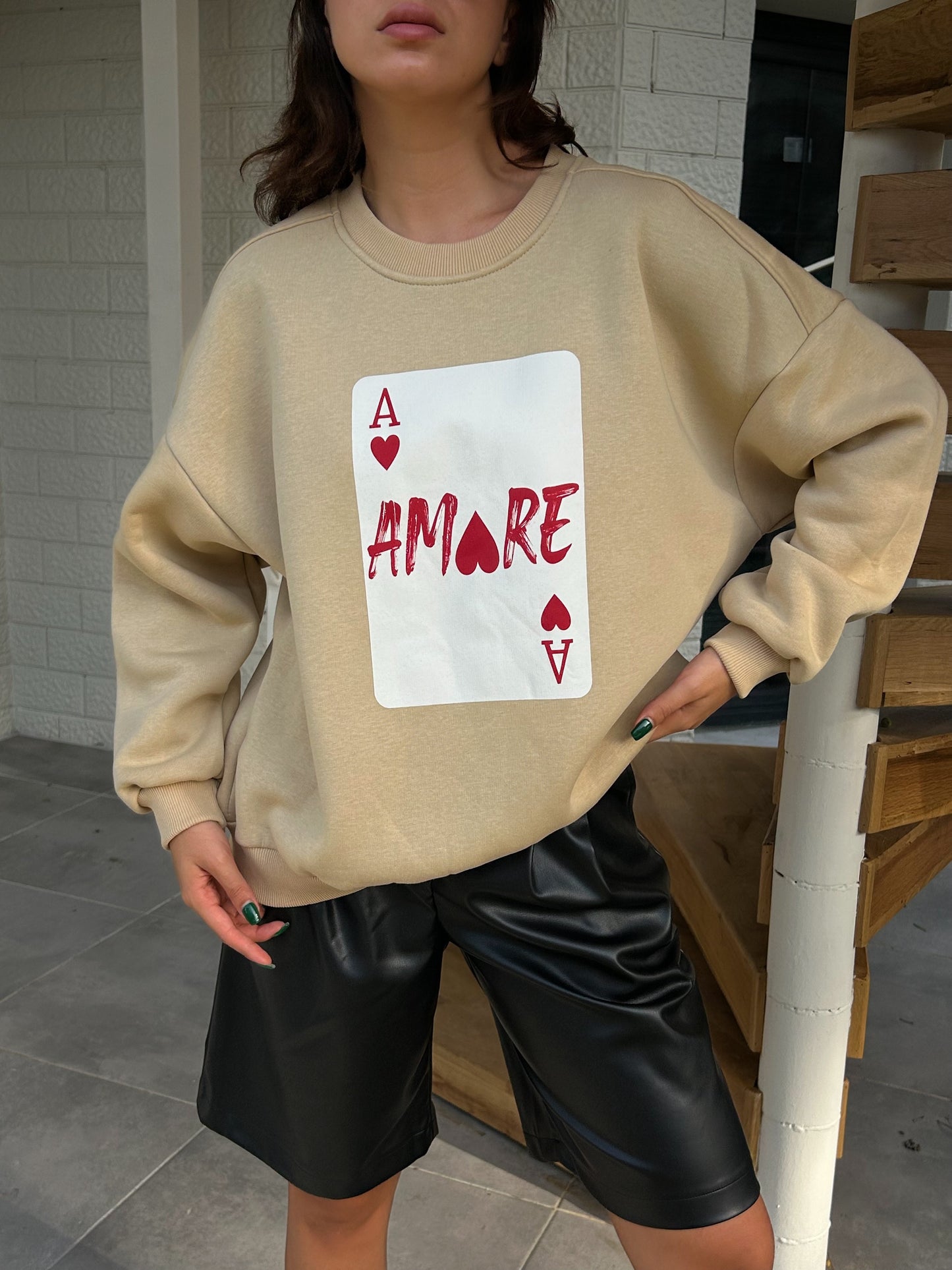 Sweat-shirt En Coton - Beige Sable