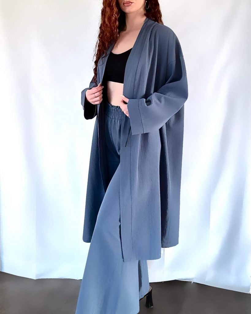 Kimono - Bleu - Beige